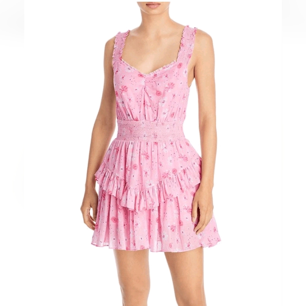 LoveShackFancy Norelli Pink Mini Ruffle Dress Size XL - Picture 4 of 8